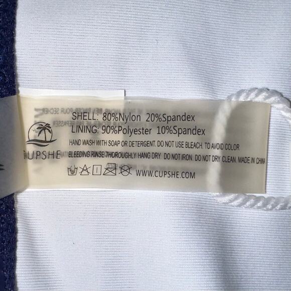 NWT Cupshe Navy Blue Sport Hipster Chevron Bikini Swim Bottom Size Small - Picture 6 of 12